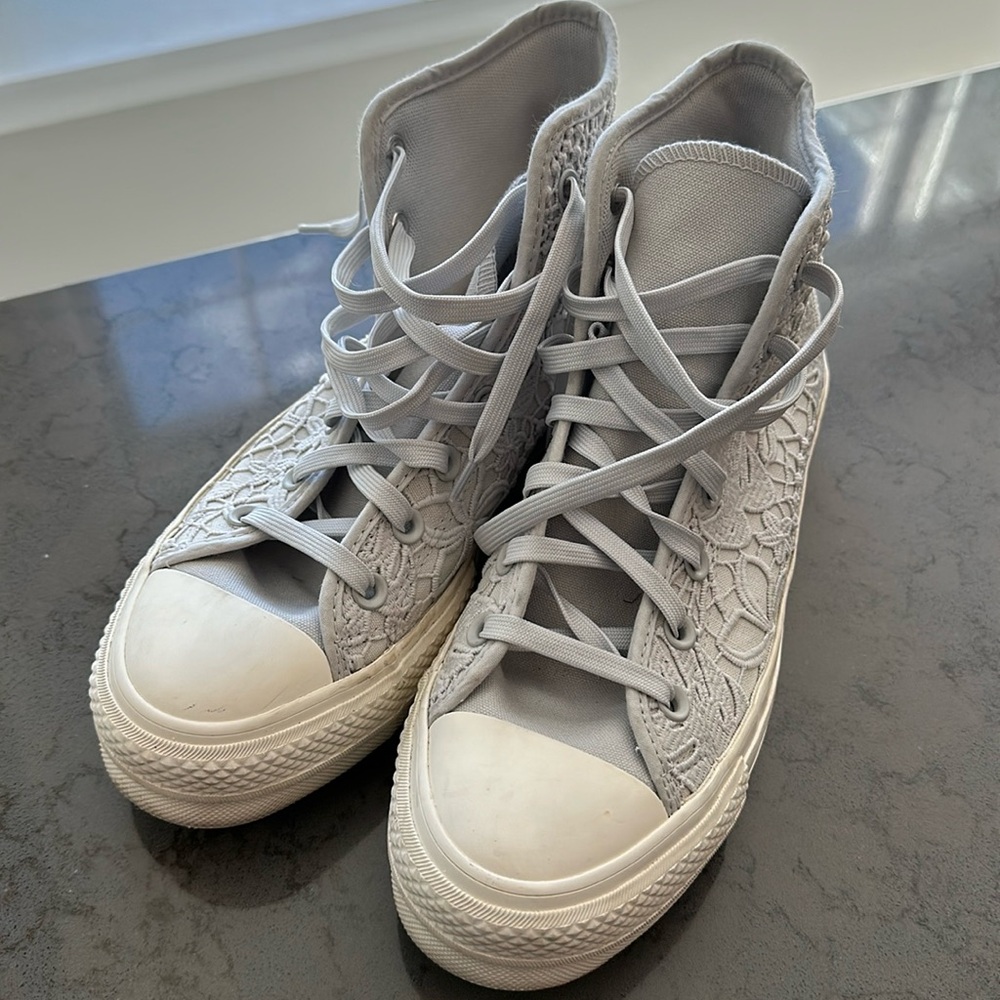 Womens Converse Chuck Taylor All Star Hi Lift Butterflies - Fossilized / Egret 8